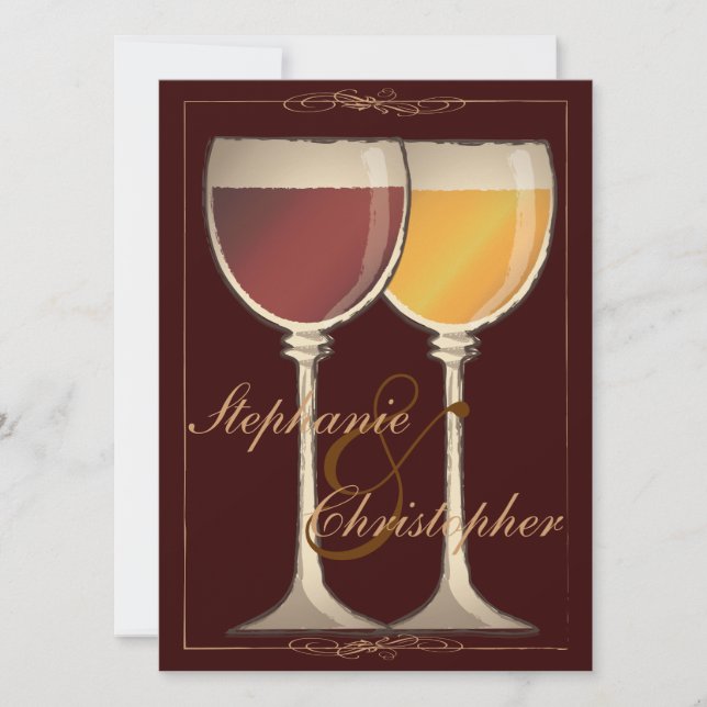 Elegant Wine Themed Bridal Shower Invitation (Front)