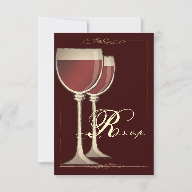 Elegant Wine Themed Party RSVP Response Card (Front)
