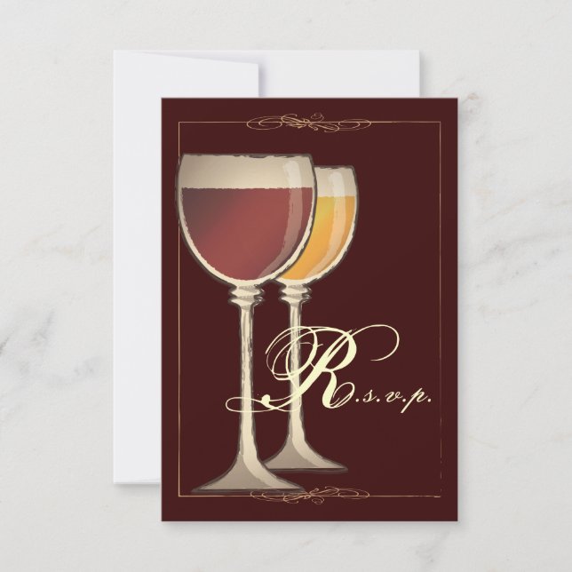 Elegant Wine Themed Party RSVP Response Card (Front)