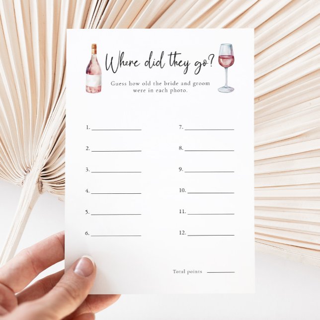 Elegant Wine Where Did They Go Bridal Shower Game (Creator Uploaded)