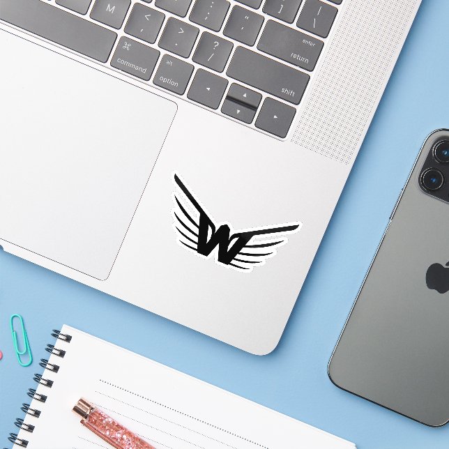 Elegant Wing Letter W monogram (Laptop w/ iPhone)