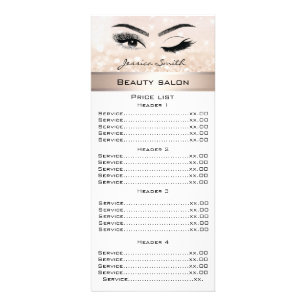 Elegant wink eyelashes & eyebrow glittery rack card