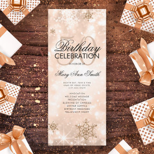 Elegant Winter 50 Birthday Program Rose Gold Menu