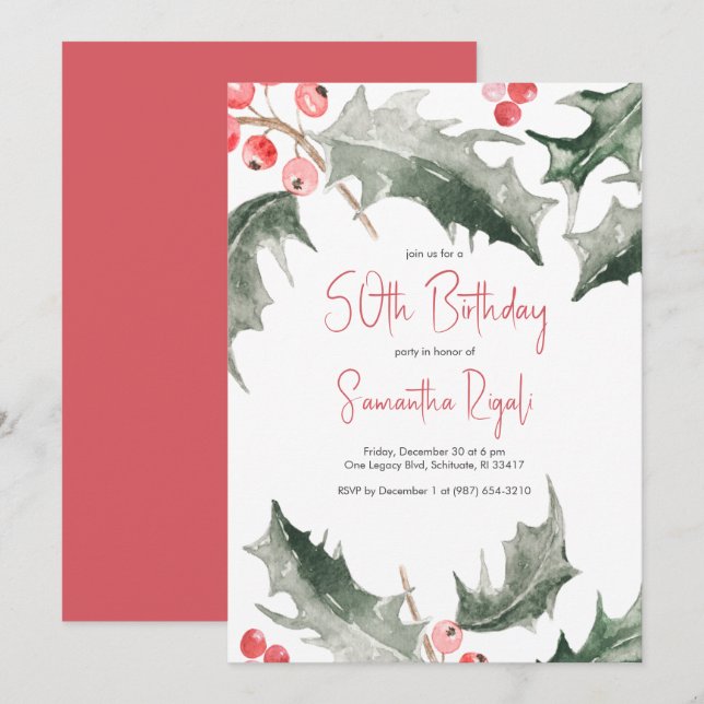 Elegant Winter 50th Birthday Invitations (Front/Back)