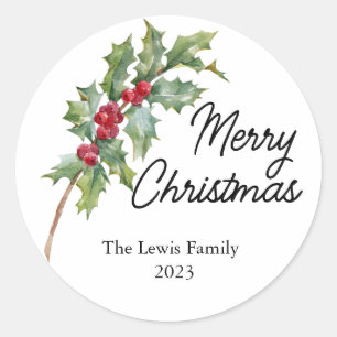 Elegant Winter Berries Holiday Party  Classic Round Sticker