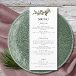 Elegant Winter Berries Red Green Watercolor Menu<br><div class="desc">Elements: Simple sprigs of watercolor berries.  Sophisticated serif fonts with fun script accents. Colours: red,  berry,  garnet,  crimson,  ruby,  currant,  green,  pine,  moss,  juniper,  forest green,  hunter green. Themes: modern,  winter,  Christmas,  minimalist,  elegant,  autumn,  fall. Collection: Elegant Winter Berries Red Green Watercolor Wedding Collection Product Type: Menu</div>