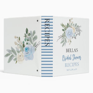 Elegant Winter Blue Bridal Shower Recipe Book Binder