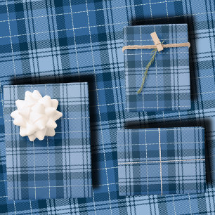 Elegant Winter Blue Tartan Plaid Gender-Neutral Wrapping Paper Sheet