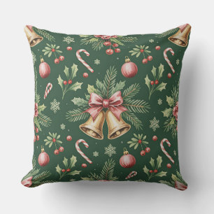 Elegant Winter Botanical Christmas Pillow