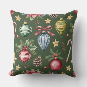 Elegant Winter Botanical Christmas Pillow