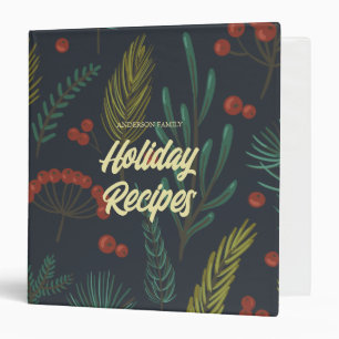 Elegant Winter Botanical Holiday Recipe Binder