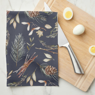 Elegant Winter Botanical Kitchen Towel