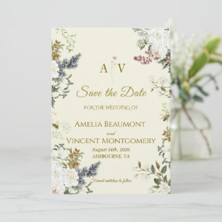Elegant Winter Botanical White Floral Save the Dat