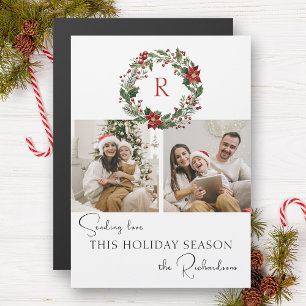 Elegant Winter Botanical Wreath w/Monogram 2-Photo