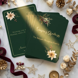 Elegant Winter Botanicals Christmas Gold Foil Holiday Card