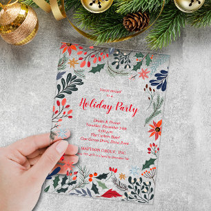 Elegant Winter Botanicals Christmas Holiday Acrylic Invitations