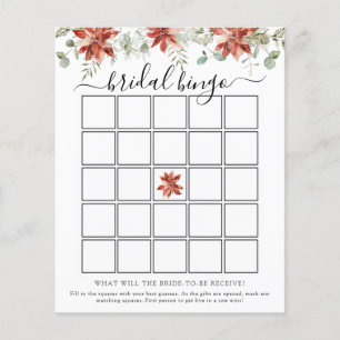 Elegant Winter Bridal Shower Bingo Game Card