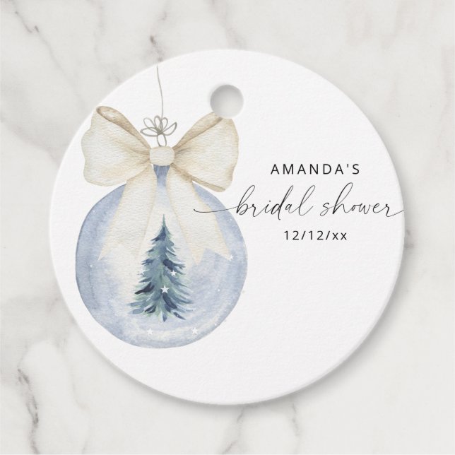 Elegant winter bridal shower  favour tags (Front)
