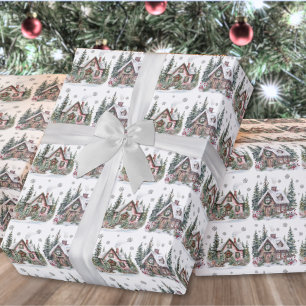 Elegant Winter Cabin Christmas Wrapping Paper