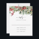 Elegant Winter Christmas Botanical Holiday Wedding RSVP Card<br><div class="desc">Elegant Winter Christmas Botanical Holiday Wedding RSVP Card features elegant red and green watercolor greenery of holly and berries.</div>