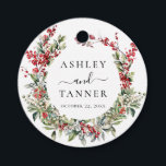 Elegant Winter Christmas Floral Wedding Favour Tags<br><div class="desc">Elegant Winter Christmas Floral Wedding Favour Tags features elegant red and green watercolor greenery of holly and berries.</div>