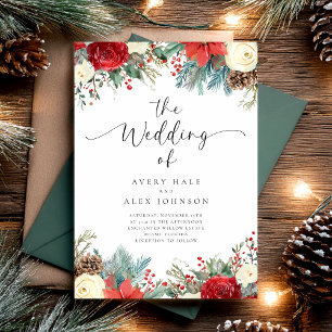 Elegant Winter Christmas Holiday Wedding  Invitation