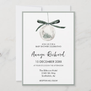 Elegant Winter Christmas Ornament baby shower Invitation