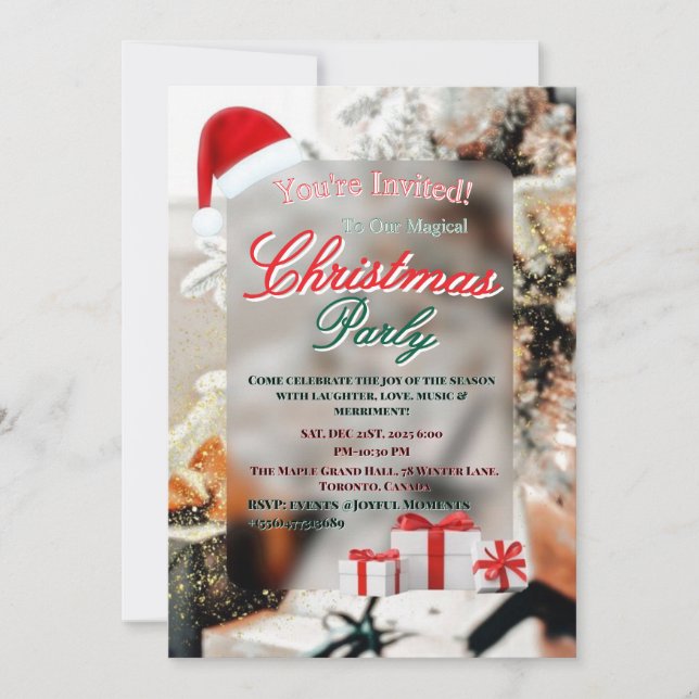 Elegant Winter Christmas Party Invitation (Front)
