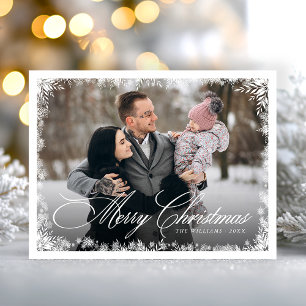 Elegant Winter Christmas Photo Modern Holiday Postcard