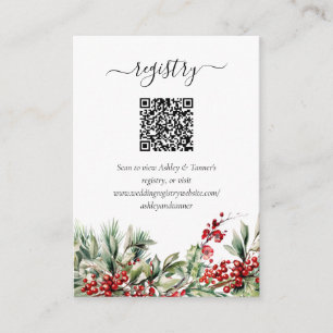 Elegant Winter Christmas Wedding Registry QR Code Enclosure Card