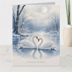 Elegant Winter Christmas with Swan Lake Scene Card