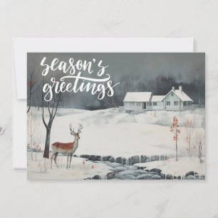 Elegant Winter Deer Season's Greetings Holiday Card