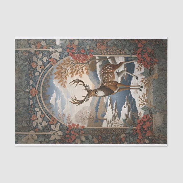 Elegant Winter Deer Winter Scene Tissue Paper (Front)