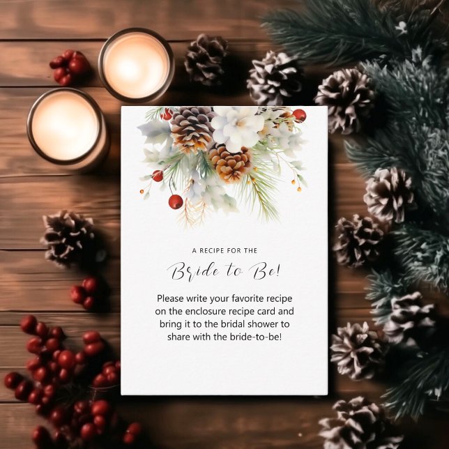 Elegant Winter Evergreen & Rowan Bridal Shower Enclosure Card (Winter Evergreen & Rowan Bridal Shower Enclosure Card)