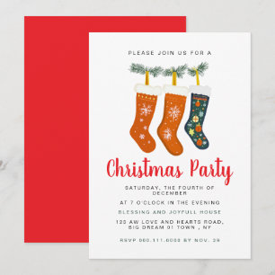 Elegant Winter Festive Clothesline Christmas Party Invitation