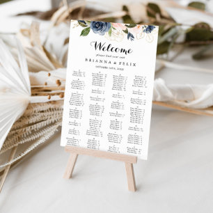 Elegant Winter Floral Alphabetical Seating Chart