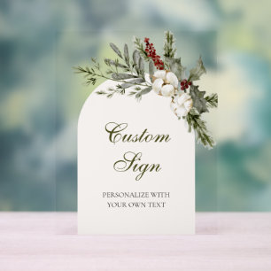 Elegant Winter Floral Arch Bridal Shower Custom Acrylic Sign