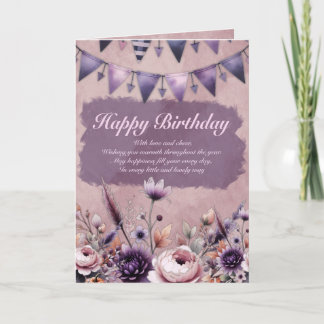 Elegant Winter Floral Birthday Folded Card