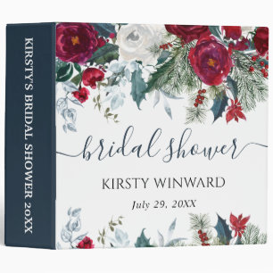 Elegant Winter Floral Bridal Shower Photo Album Binder