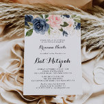 Elegant Winter Floral Calligraphy Bat Mitzvah Invitation<br><div class="desc">This elegant winter floral calligraphy bat mitzvah invitation is perfect for a modern bat mitzvah. The design features beautiful hand-painted dark blue,  blue,  navy,  pink ,  blush,  gold flowers and green foliage,  bunched into elegant bouquets.</div>