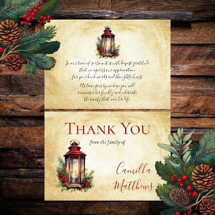 Elegant Winter Floral Candle Bereavement Thank You Card