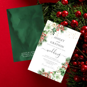 Elegant Winter Floral Greenery Wedding Invitation
