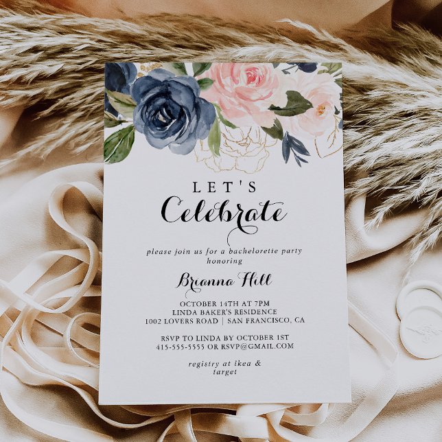 Elegant Winter Floral Let's Celebrate Party Invitation (Creator Uploaded)