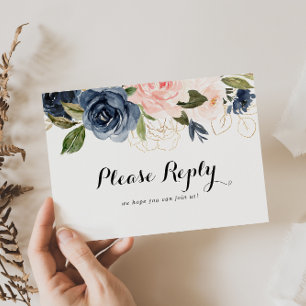 Elegant Winter Floral Menu Choice RSVP Postcard