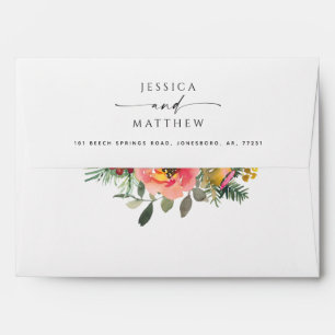 Elegant Winter Floral Pine   Christmas Holiday Envelope