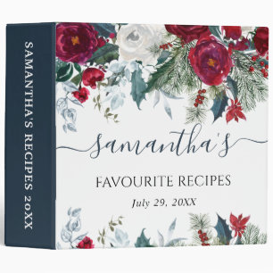 Elegant Winter Floral Recipe Photo Album Binder