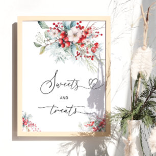 Elegant Winter Floral Sweets and Treats Table Poster