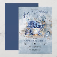 Elegant Winter Floral Teacup 80th Birthday Party