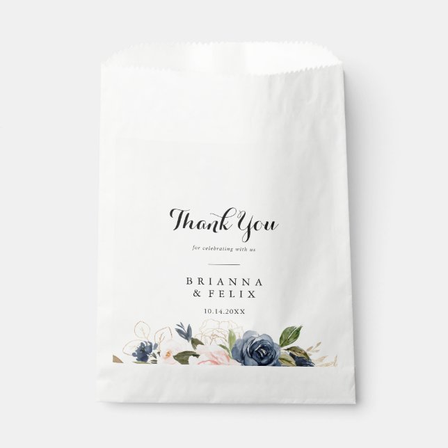 Elegant Winter Floral Thank You Wedding Favour Bag (Front)