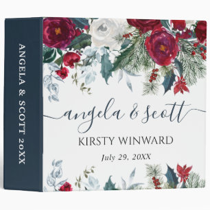 Elegant Winter Floral Wedding Photo Album Binder